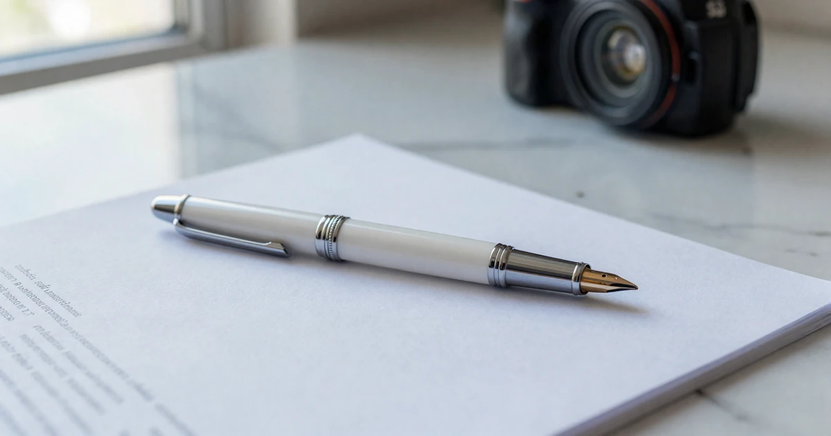 Fountain pen on a legal document - terms and conditions for a secure online dating site