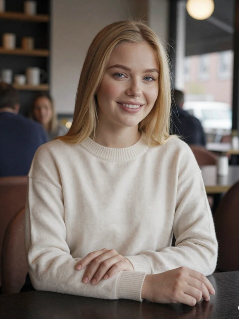 Elegant blonde woman at a Bexley cafe - sugar daddy Columbus dating lifestyle